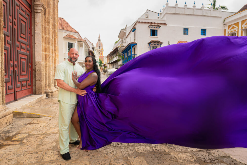 Flying Dress Colombia Couple Photoshoot