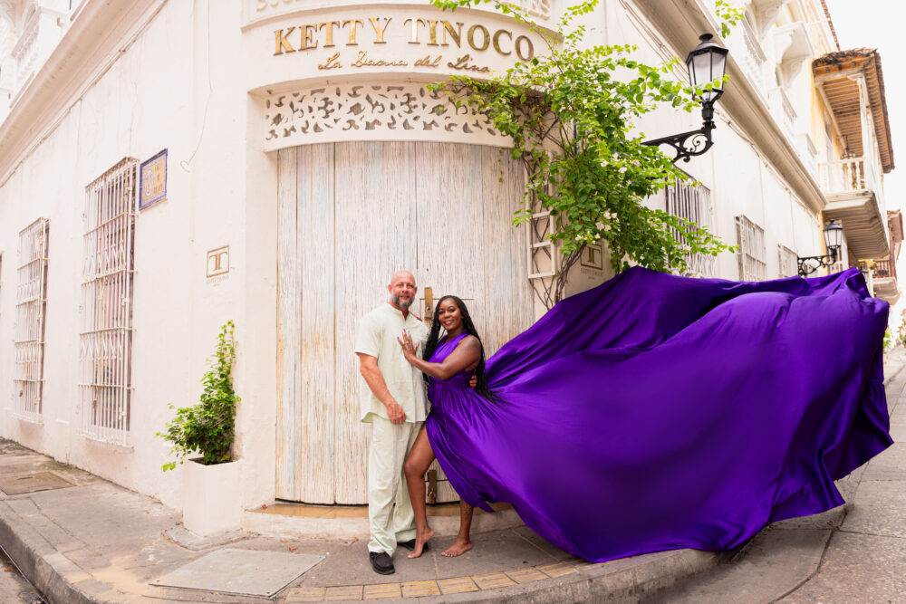 Flying Dress Colombia Couple Photoshoot