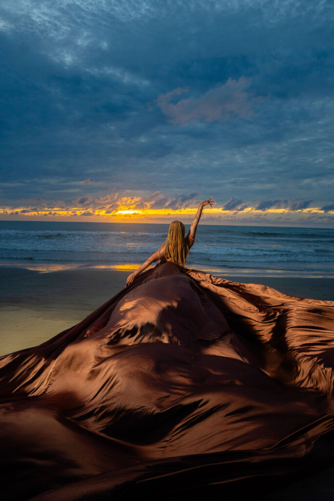 Flying Dress Sunset Photoshoot at the Golden Hour